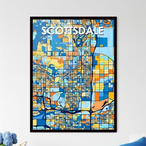 Póster del mapa artístico de Scottsdale, Arizona: decoración de pared vibrante y personalizada para regalos únicos / Diseño de interiores impactante