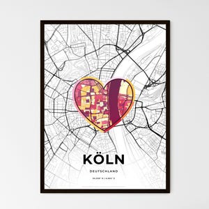 COLOGNE ALLEMAGNE - Carte du lieu où tout a commencé - Choisissez l'un des trois styles proposés - Poster personnalisable, cadeau personnalisé