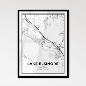 Lake Elsinore Kalifornien - Stadtplan im skandinavischen Stil für das moderne Wohndekor