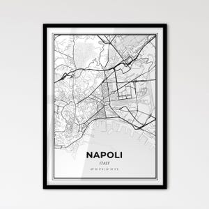 Neapel Italien - Skandinavischer Stadtplan für das moderne Wohndekor - schwarz weiß Poster