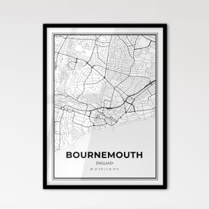 Bournemouth England - Stadtplan im skandinavischen Stil für das moderne Wohndekor