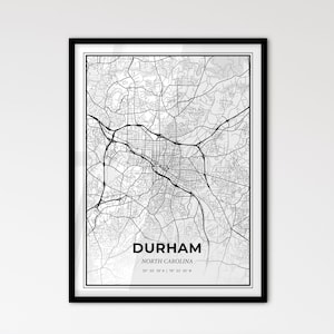 Durham North Carolina - Stadtplan im skandinavischen Stil für das moderne Wohndekor