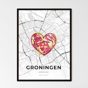 GRONINGEN PAYS-BAS - Carte du lieu où tout a commencé - Choisissez l'un des trois styles proposés - Poster personnalisable, cadeau personnalisé