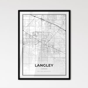 Langley, Canadá: Mapa de la ciudad de estilo escandinavo para una decoración moderna del hogar