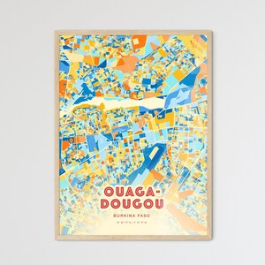 Mappa artistica dei colori costieri di Ouagadougou, Burkina Faso, mappa della città di Ouagadougou, Burkina Faso, un regalo perfetto.