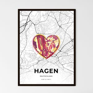HAGEN GERMANY – 'Where it all start at at the world at here‘ - Landkarte in 3 Stilen verfügbar, individueller Posterdruck, personalisiertes Geschenk