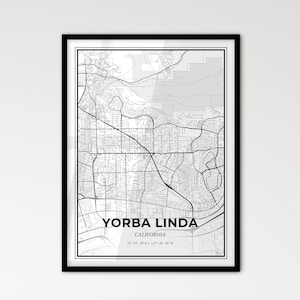 Yorba Linda Kalifornien - Stadtplan im skandinavischen Stil für modernes Wohndekor