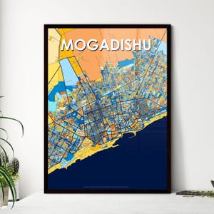 Mapa artístico de Mogadiscio, Somalia: decoración de pared única / ¡regalo personalizable perfecto para entusiastas del diseño del hogar!