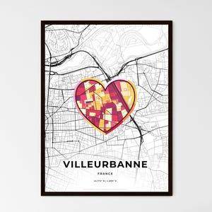 Mapa de VILLEURBANNE FRANCIA - Elija uno de los tres estilos - Impresión de póster personalizable, regalo personalizado