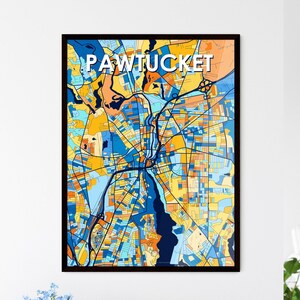 Carte artistique de Pawtucket, RI : décoration murale unique, parfaite pour la personnalisation et les cadeaux | Décoration d'intérieur !
