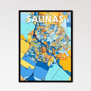 Impression de carte artistique Salinas en Californie - décoration murale unique pour la maison, cadeau personnalisable parfait pour toute occasion !