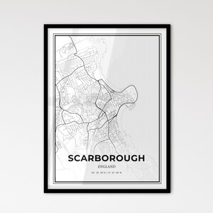 Scarborough, Angleterre - Plan de la ville de style scandinave pour une décoration intérieure moderne