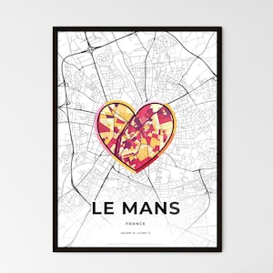 Kaart LE MANS FRANCE – Waar het allemaal begon: kies een van de drie stijlen: aanpasbare posterprint, gepersonaliseerd cadeau