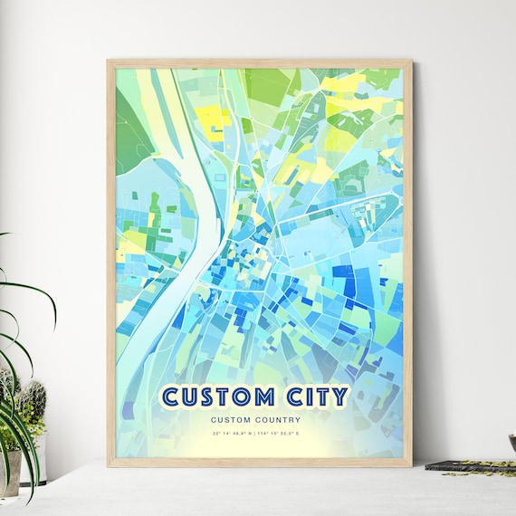 Two Toned Print, Creative City Print, Unique Gift, Custom Map Artwork, Hometown Poster, Premium Wall Decor, Museum Quality Frame