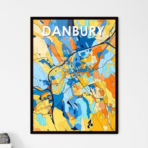 DANBURY FREE - lebhafte Kunst Karte Poster - individuelle Wanddekoration | Einzigartige Geschenkidee für Zuhause oder besondere Anlässe!