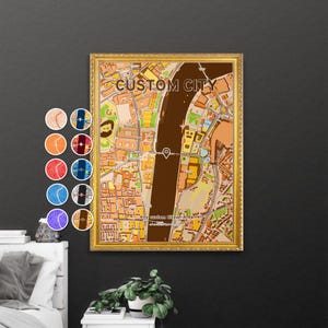 Personalisierte Stadt Karte Druck, Bauernhaus Farben (benutzerdefinierte Rahmenoptionen)