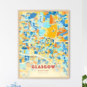 Glasgow Map Print: Colorful City Design - Modern Wall Decor