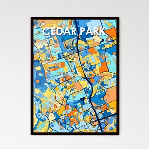 Cedar Park Texas Kunstkarte Poster - Lebendiges Wanddekor Geschenk für Zuhause, einzigartige Personalisierung für jeden Raum!