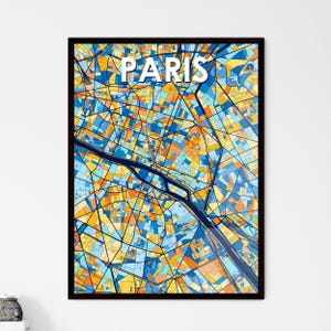Poster carte artistique de Paris, France - Décoration murale aux couleurs vives, parfaite pour offrir | Rehausser l'intérieur de votre maison