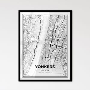 Yonkers, Nueva York: Mapa de la ciudad de estilo escandinavo para una decoración moderna del hogar