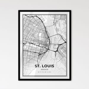 St. Louis Missouri - Stadtplan im Skandinavischen Stil für das moderne Wohndekor - schwarz und weiß Poster