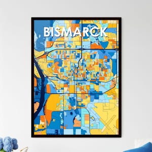 Kunst Karte von Bismarck, North Dakota - Einzigartige Wanddekoration | Personalisierbares Geschenk für Zuhause | Büroflächen