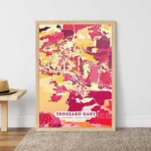TAUSEND EICHEN KALIFORNIEN Hot Red und Cool Blue Map Poster | Etsy