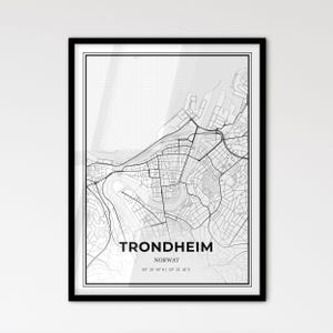 Trondheim Norvège - Plan de la ville de style scandinave pour une décoration intérieure moderne