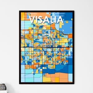 Visalia Art Print, California Wall Art, Custom Map Poster, Vibrant City Map, Unique Home Decor, Personalized Gift, Stunning Interior Accent