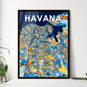 LA HAVANE, CUBA, affiche de carte artistique vibrante - Décoration murale unique | Cadeau personnalisable pour une décoration d'intérieur époustouflante
