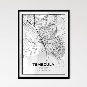 Temecula Kalifornien - Stadtplan im skandinavischen Stil für das moderne Wohndekor