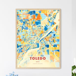 Toledo Ohio Coastal Colors Landkarte, Toledo USA Stadt Karte - Personalisierter Poster Druck oder digitaler Download