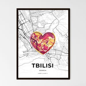 Carte de la Géorgie - Choisissez parmi 3 styles - Origines de Tbilissi - Choisissez l'un des trois styles - Poster personnalisable, cadeau personnalisé