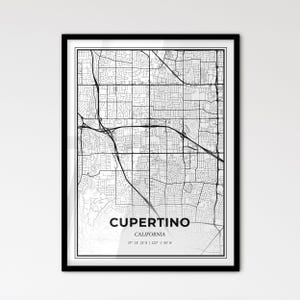 Cupertino Kalifornien - Stadtplan im skandinavischen Stil für das moderne Wohndekor