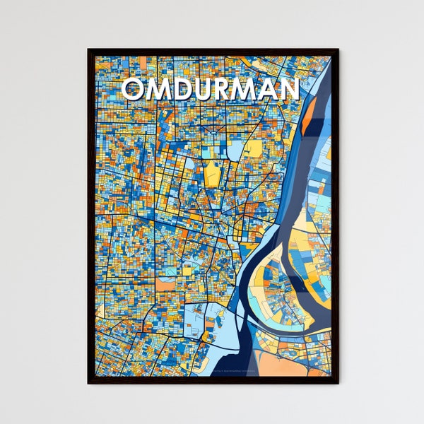 OMDURMAN SUDAN Vibrant Colorful Art Map Poster- Perfect gift for marriage, housewarming or for yourself