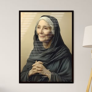 Hildegarde, de Bingen, c. 1098 - 1179, Um pôster de uma mulher em uma túnica preta - Pessoas que fizeram história | Personalizável