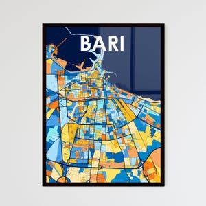 Bari Italien Kunst Map Poster - Bunte individuelle Wanddekoration für einzigartige Geschenke | Atemberaubendes Home Interior Design