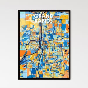 Grand Rapids Michigan Art Map Poster - Unique Personalisable Wall Decor for Home | Extraordinary Gifts