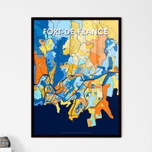 Póster de mapa artístico colorido de Fort-De-France: decoración única para el hogar / ¡regalo personalizable perfecto para cualquier ocasión!
