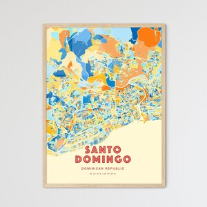 Santo Domingo Küstenfarben Kunstkarte, Dominikanische Republik Strandtöne Poster, ein perfektes Geschenk, gerahmt oder Aluminium-Dibond