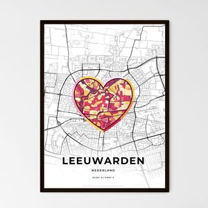 LEEUWARDEN NIEDERLANDE - Landkarte, wo alles begann - Wählen Sie einen von drei Stilen - Personalisierbarer Posterdruck, personalisiertes Geschenk