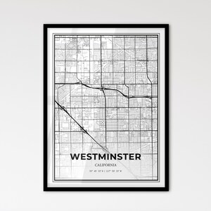 Westminster, California: Mapa de la ciudad de estilo escandinavo para una decoración moderna del hogar