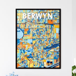 Póster con el mapa artístico de Berwyn, Illinois: un regalo único y una decoración de pared espectacular para el hogar y la oficina.