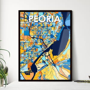 PEORIA ILLINOIS Kunst Map Print - Lebendiges individuelles Wanddekor | Einzigartiges Geschenk für Home Design | Besondere Anlässe!