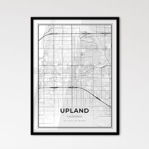 Upland California - Mapa de la ciudad de estilo escandinavo para una decoración moderna del hogar