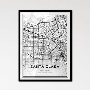 Santa Clara, Californie - Plan de la ville de style scandinave pour une décoration intérieure moderne