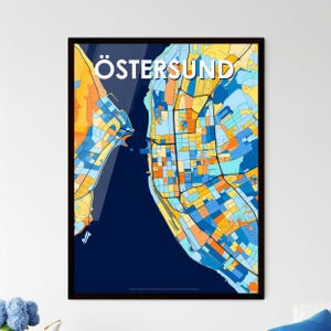 AA Östersund Schweden Kunst Karte Poster - Lebendiges Wohnkultur Geschenk für Hochzeiten, Housewarmings & Self-Care | Erhöhen Sie Ihren Raum!