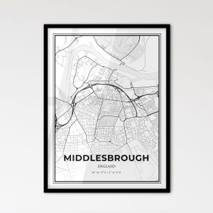Middlesbrough, Engeland: stadsplattegrond in Scandinavische stijl voor modern interieur