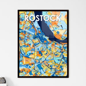 ROSTOCK GERMANY Vibrant Colorful Art Map Poster- Perfect gift for marriage, housewarming or for yourself