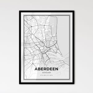 Aberdeen, Escocia: mapa de la ciudad en estilo escandinavo para una decoración moderna del hogar